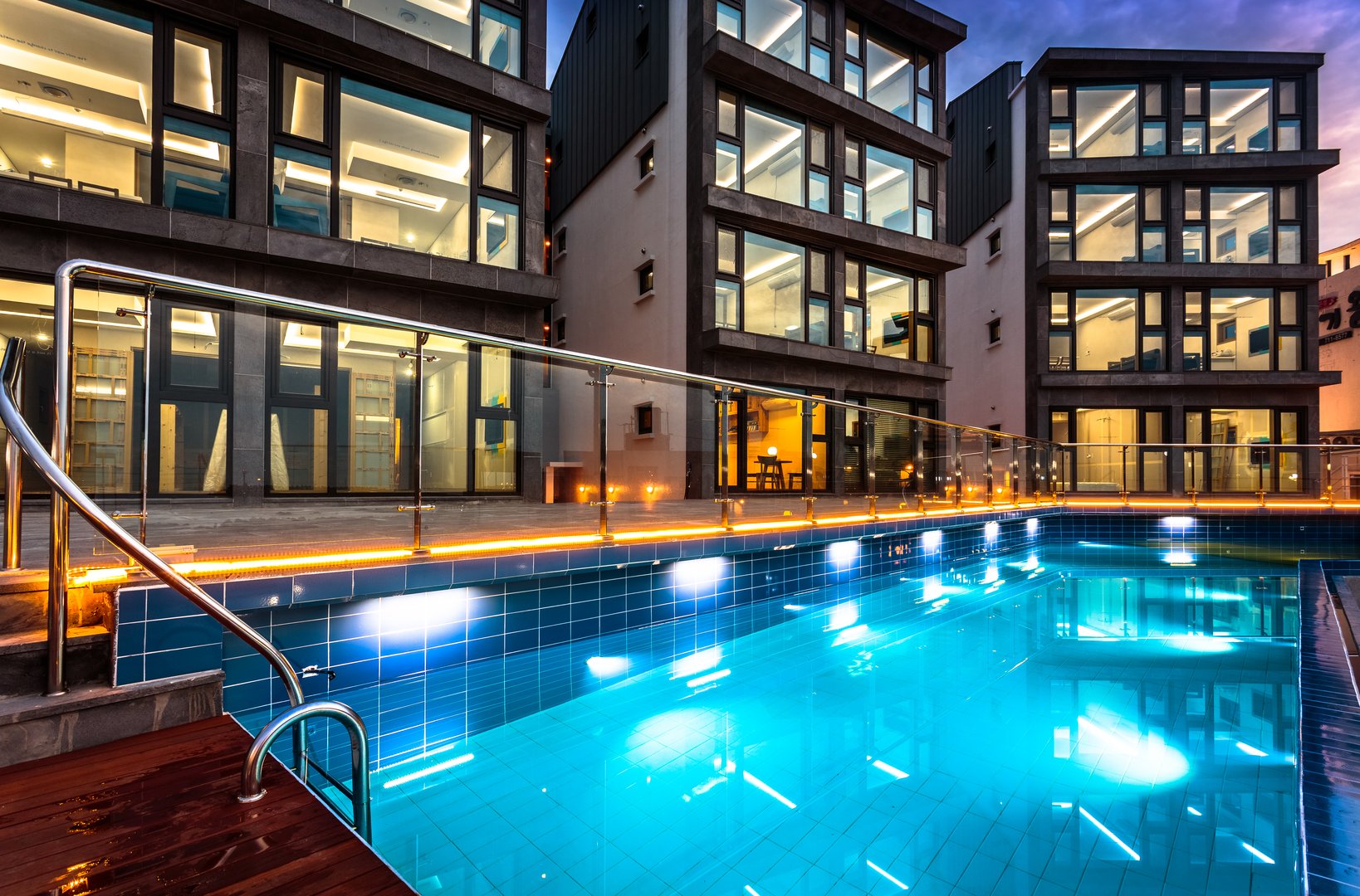 Outdoor pool at night
